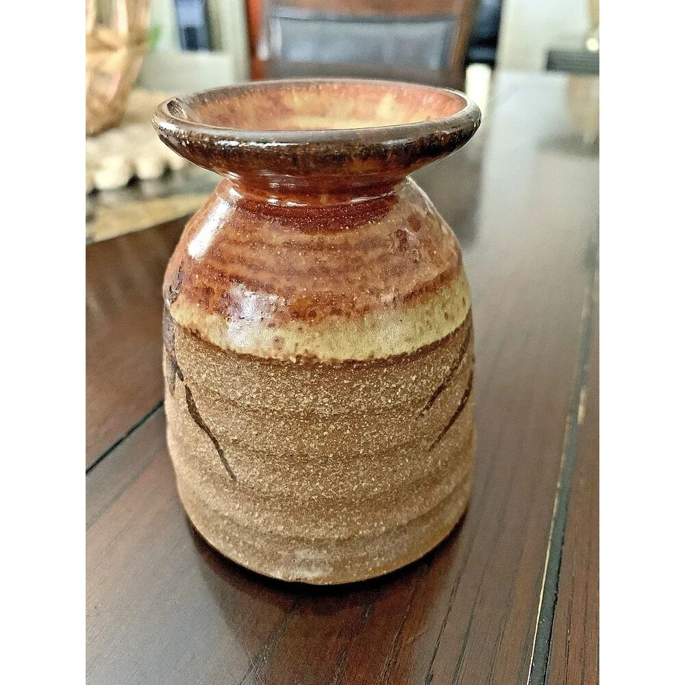 JIM RENO STUDIO ART POTTERY VASE SIGNED BRUTALIST WABI SABI STONEWARE EARTHCORE